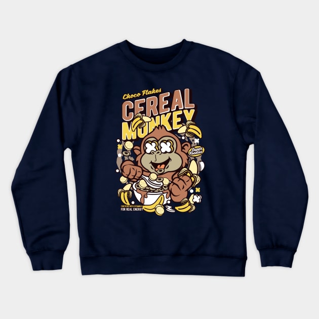 Retro Cereal Box Cereal Monkey // Junk Food Nostalgia // Cereal Lover Crewneck Sweatshirt by Now Boarding